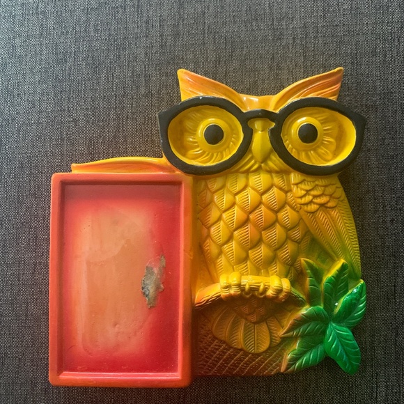 Vintage Chalkware Owl with notepad holder - Picture 1 of 3